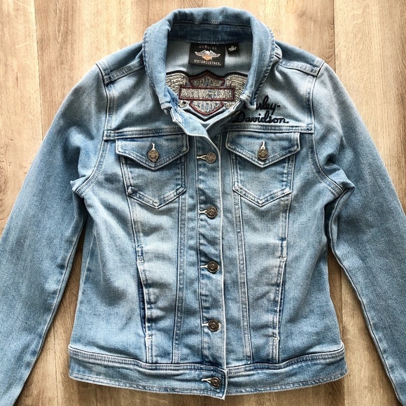 Harley-Davidson, Womens, Winged‎ Logo, Denim Jean Jacket, XS, Good Condition - Picture 4 of 15